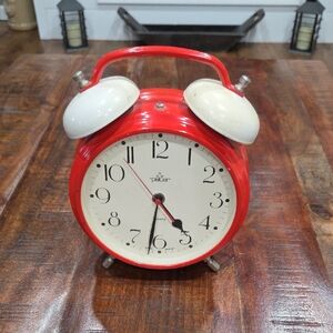 Red and White Vintage German Style Peter Alarm Clock